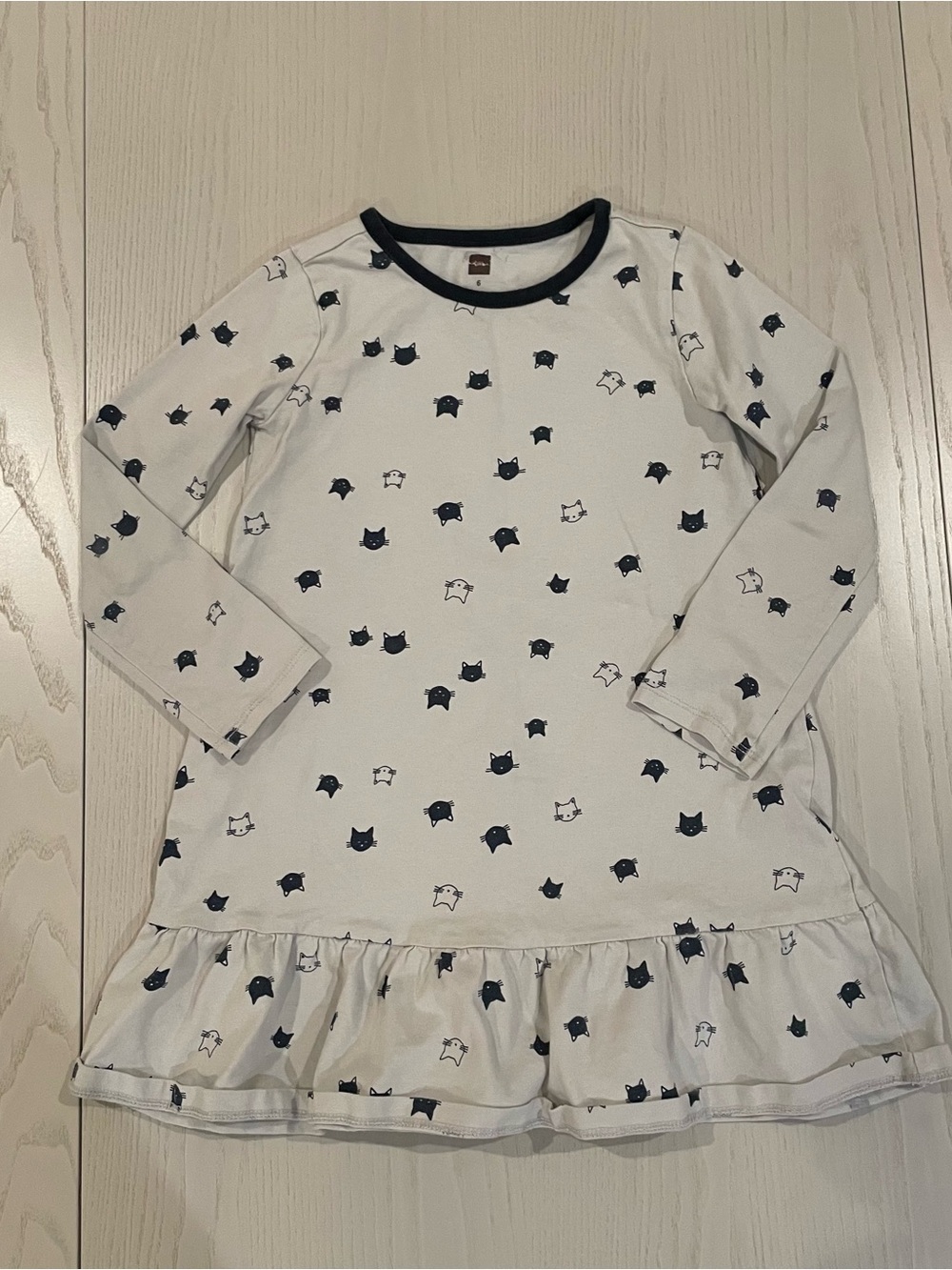 Tea Collection Black White Cats Drop Waist Dress Halloween - Size 6